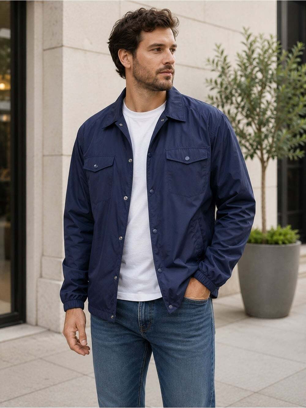 UGG Navy Coach Jacket XL Lightweight Snap Front Fall / RainUtility Jacket
